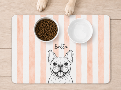 Custom Dog Feeding Mat with Name, Personalized Non Slip Pet Bowl Mat, Waterproof Dog Placemat, Pet Lover Gift