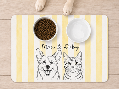 Custom Dog Feeding Mat with Name, Personalized Non Slip Pet Bowl Mat, Waterproof Dog Placemat, Pet Lover Gift