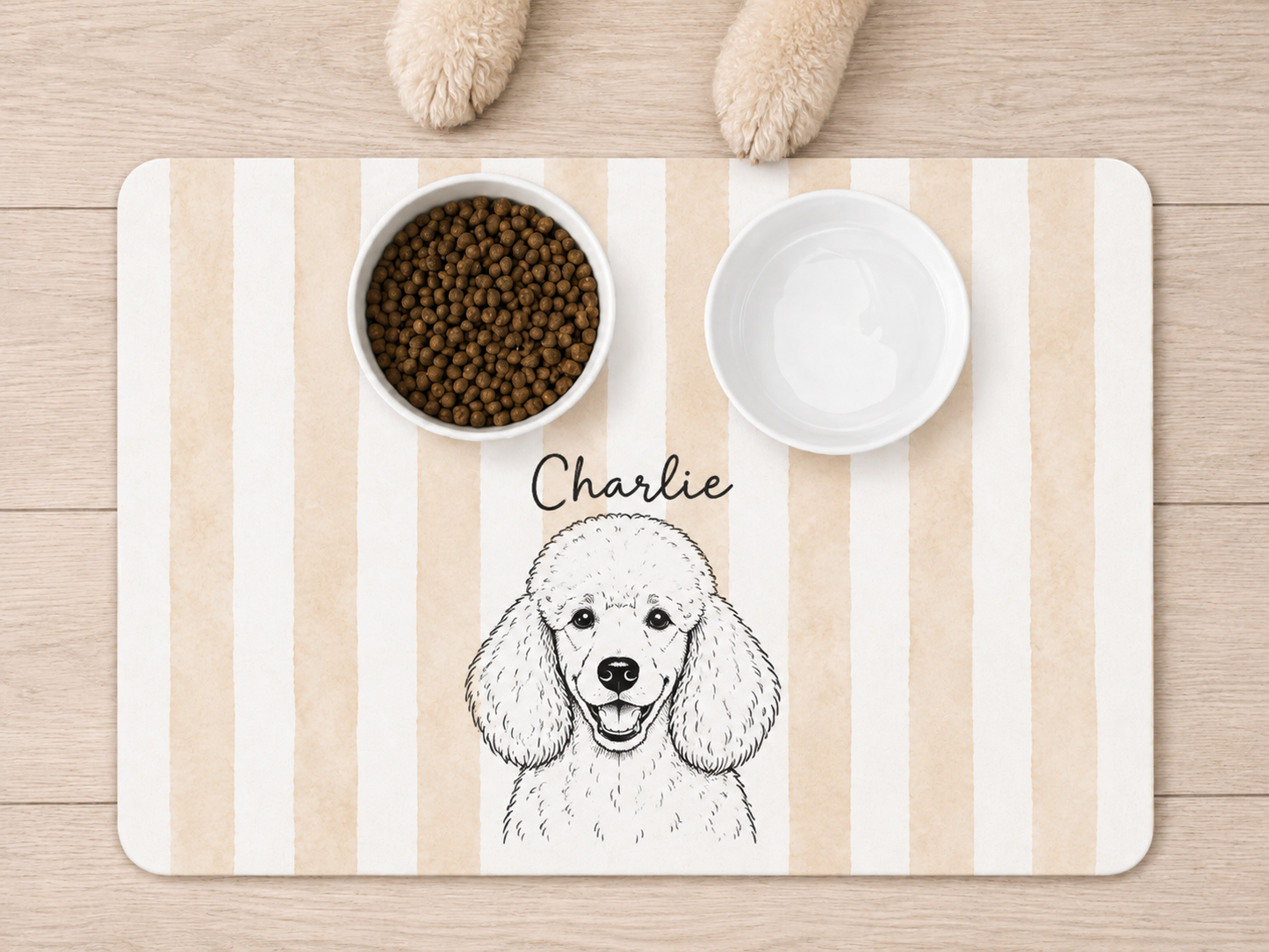 Custom Dog Feeding Mat with Name, Personalized Non Slip Pet Bowl Mat, Waterproof Dog Placemat, Pet Lover Gift