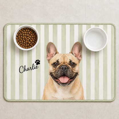 Personalized Pet Food Mat, Cat Feeding Station With Custom Portrait, Non Slip Waterproof, Pet Lover Gift