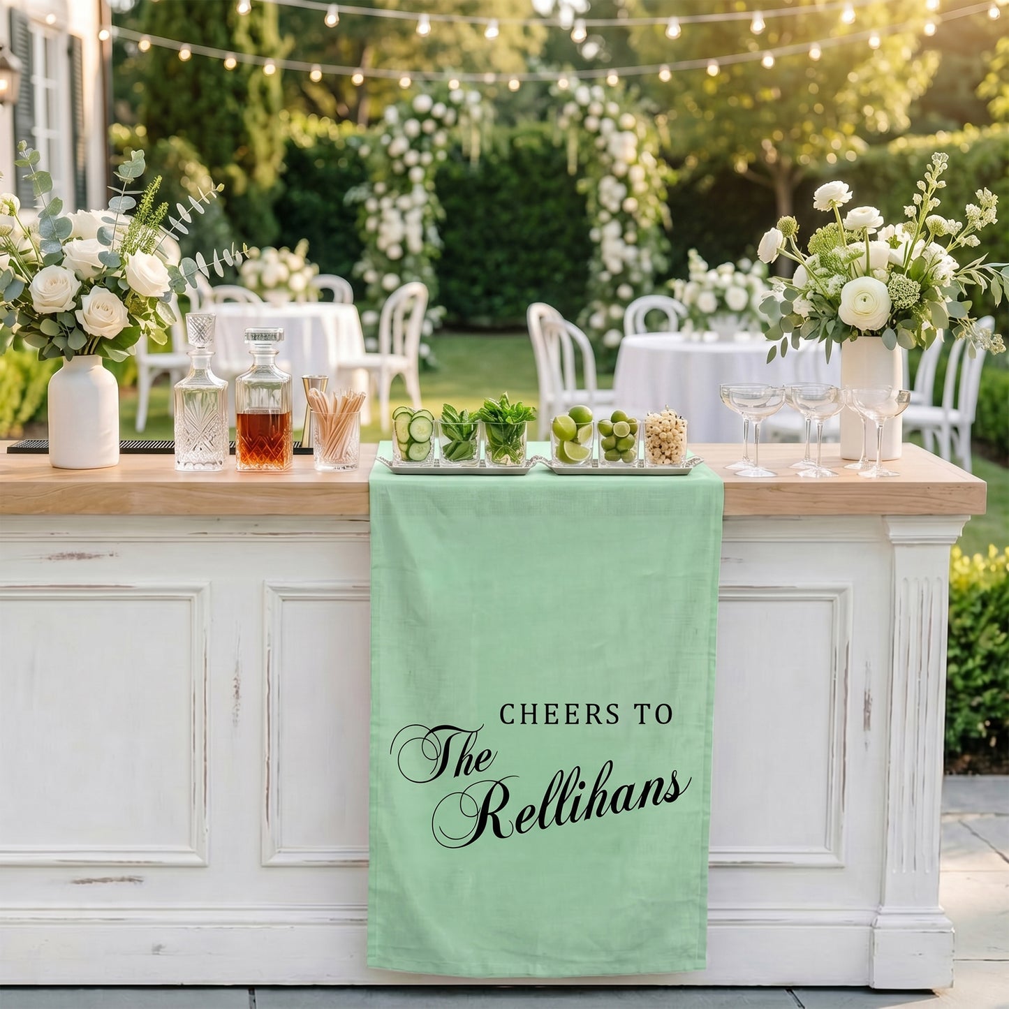 Minimalist Wedding Table Runner Personalized Cheers to Last Name Sweetheart Table