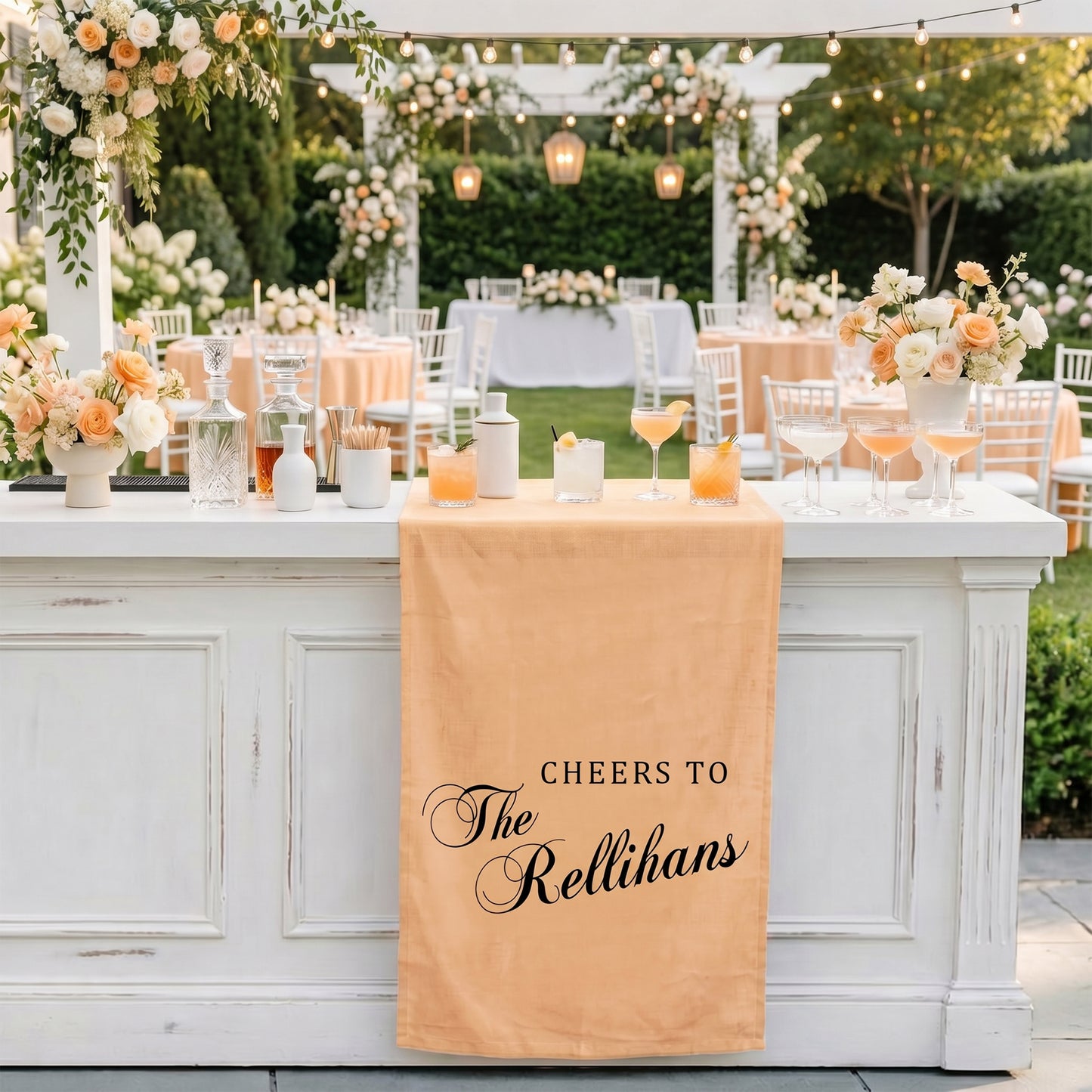 Minimalist Wedding Table Runner Personalized Cheers to Last Name Sweetheart Table