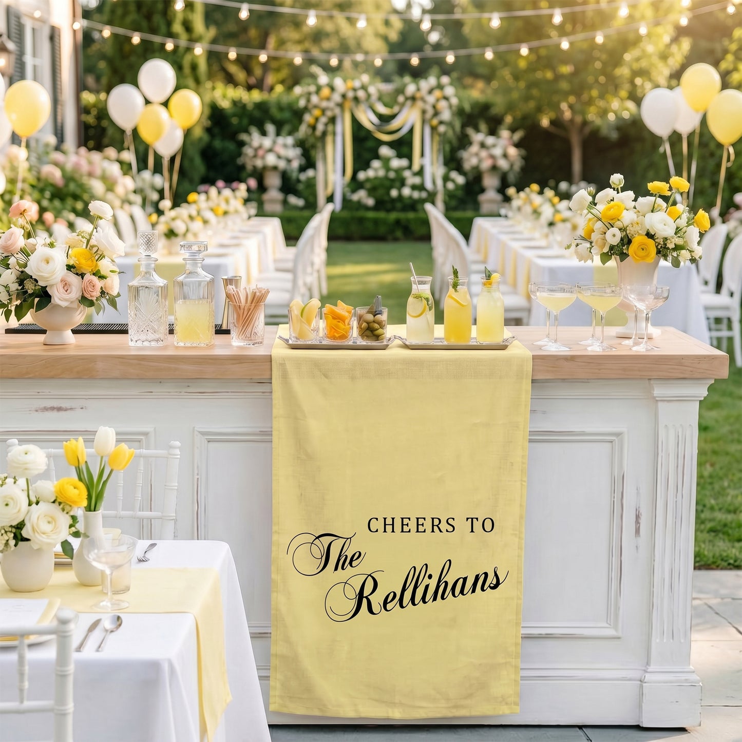 Minimalist Wedding Table Runner Personalized Cheers to Last Name Sweetheart Table