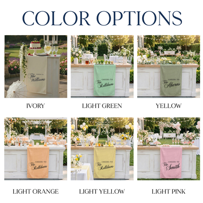 Minimalist Wedding Table Runner Personalized Cheers to Last Name Sweetheart Table