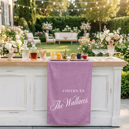 Minimalist Wedding Banner Personalized Cheers to Last Name Bar Drape
