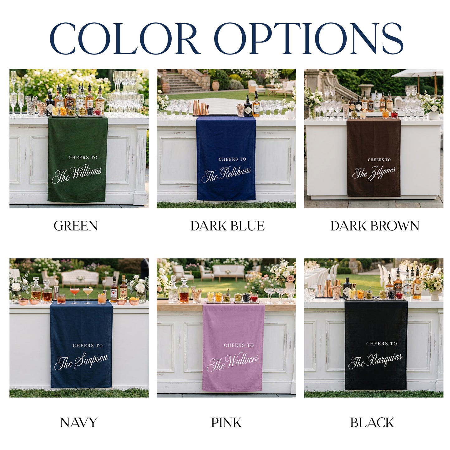 Minimalist Wedding Banner Personalized Cheers to Last Name Bar Drape