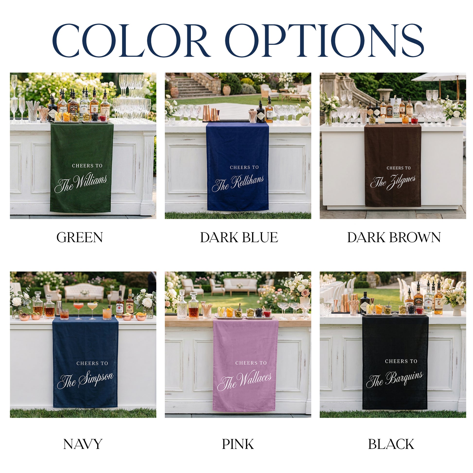 Minimalist Wedding Banner Personalized Cheers to Last Name Bar Drape