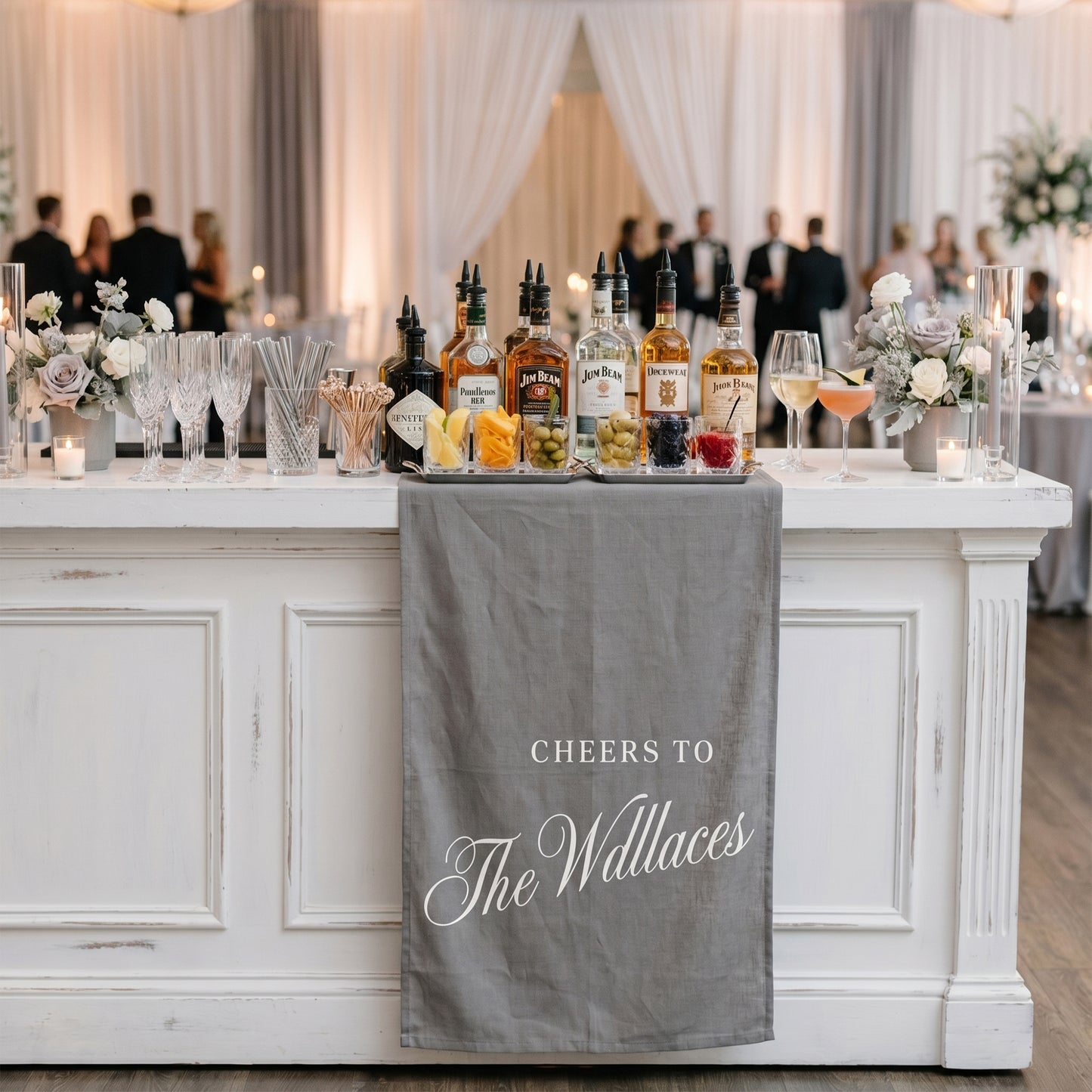 Minimalist Bridal Shower Banner Personalized Cheers to Last Name Bar Drape