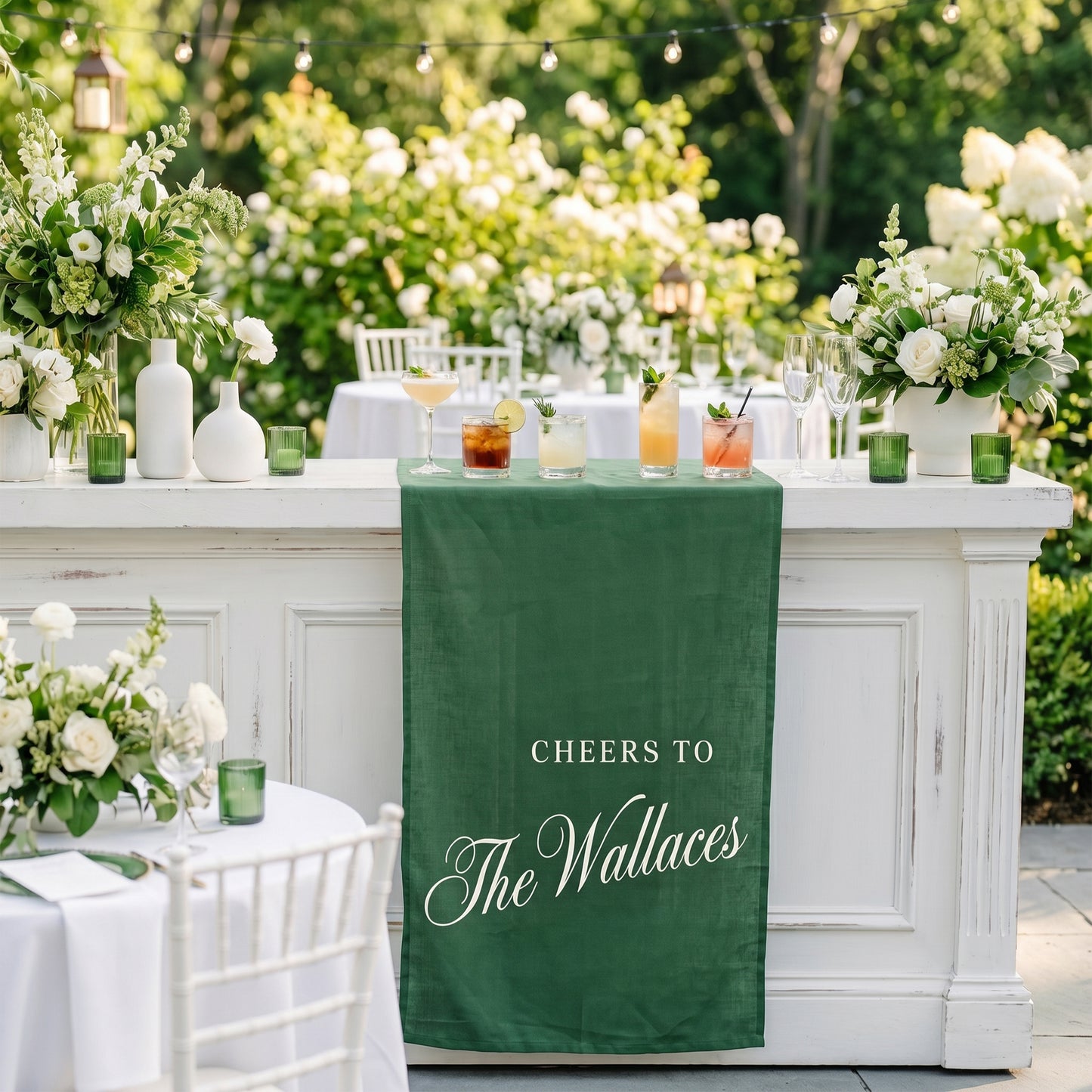 Minimalist Bridal Shower Banner Personalized Cheers to Last Name Bar Drape