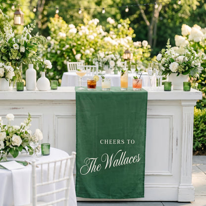 Minimalist Bridal Shower Banner Personalized Cheers to Last Name Bar Drape