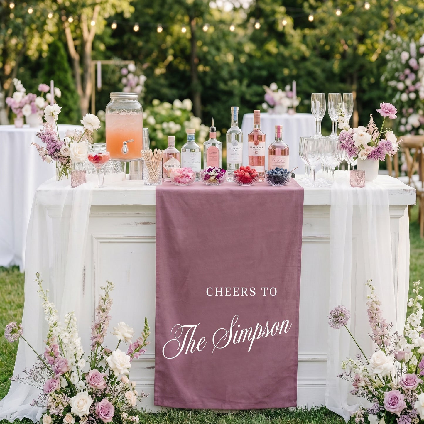 Minimalist Bridal Shower Banner Personalized Cheers to Last Name Bar Drape