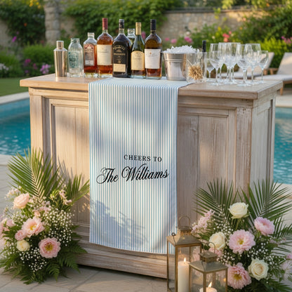 Personalized Cotton Linen Striped Wedding Bar Sign