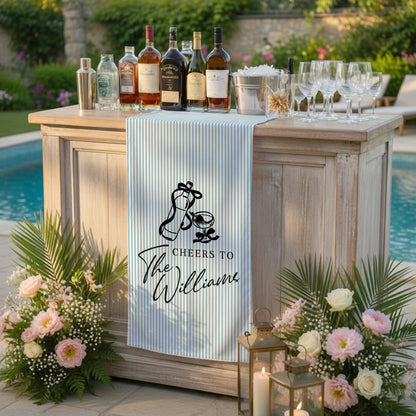 Personalized Cotton Linen Striped Wedding Bar Sign