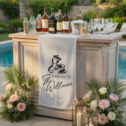 Personalized Cotton Linen Striped Wedding Bar Sign