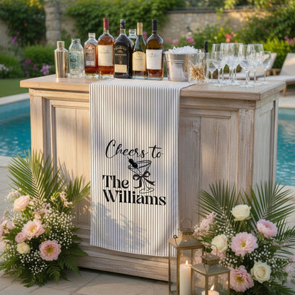 Personalized Cotton Linen Striped Wedding Bar Sign