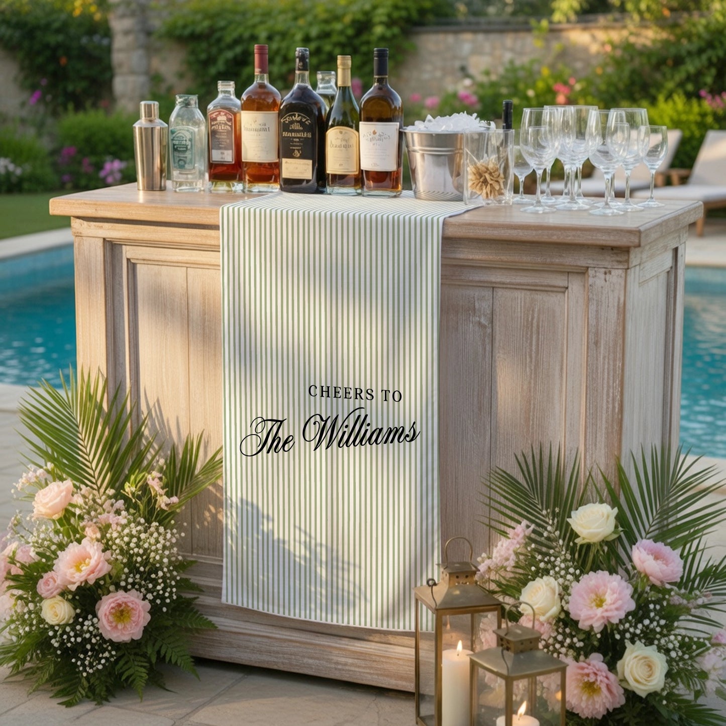 Personalized Cotton Linen Striped Wedding Bar Sign