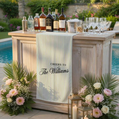 Personalized Cotton Linen Striped Wedding Bar Sign