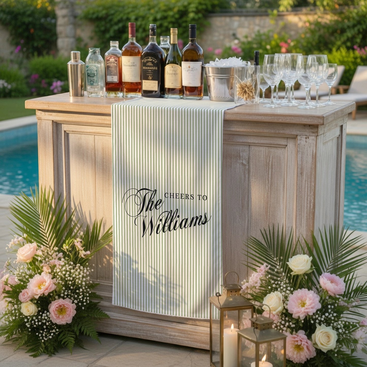 Personalized Cotton Linen Striped Wedding Bar Sign