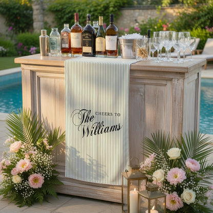 Personalized Cotton Linen Striped Wedding Bar Sign