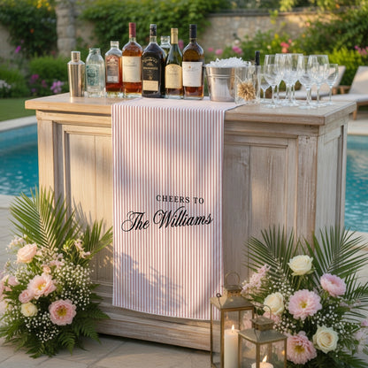 Personalized Cotton Linen Striped Wedding Bar Sign