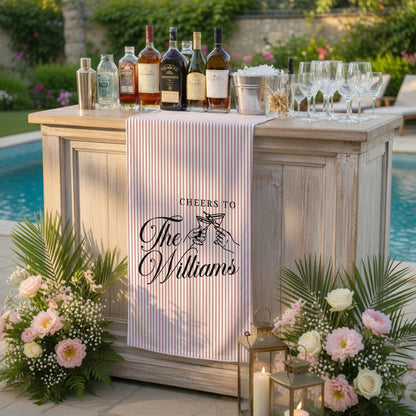 Personalized Cotton Linen Striped Wedding Bar Sign