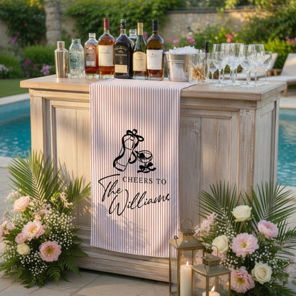 Personalized Cotton Linen Striped Wedding Bar Sign