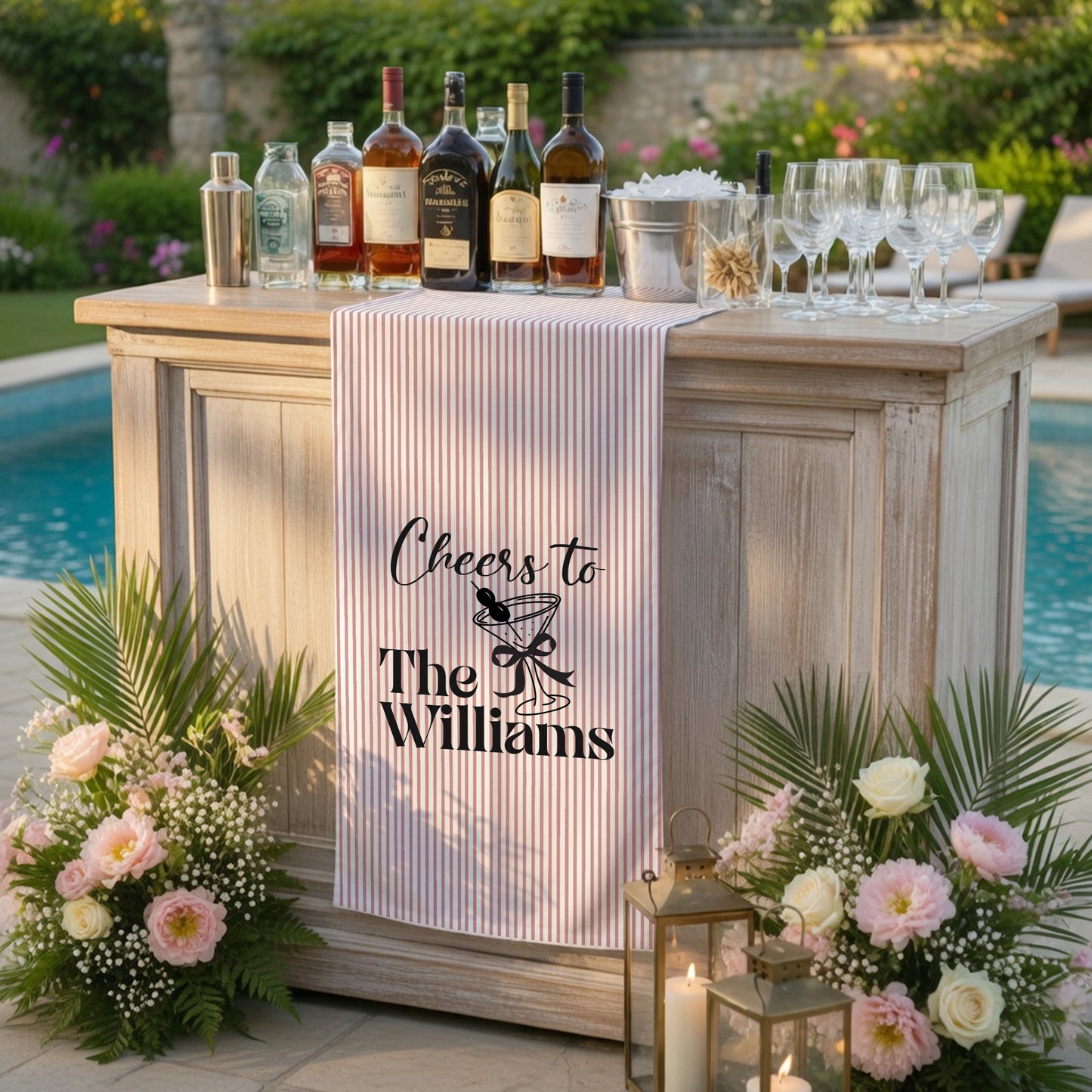 Personalized Cotton Linen Striped Wedding Bar Sign