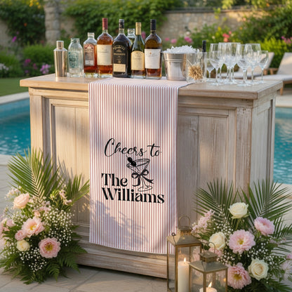Personalized Cotton Linen Striped Wedding Bar Sign