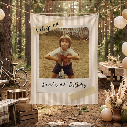 Vintage 30th Birthday Tapestry, Personalized Newspaper Post Photo Backdrop