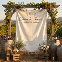 Personalized Wedding Photo Backdrop, Cheers to Forever, Engagement Party Decor