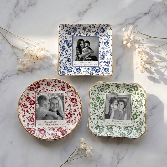 Personalised Photo Trinket Dish, Custom Jewelry Ring Dish, Ceramic Trinket Tray for Birthday, Anniversary