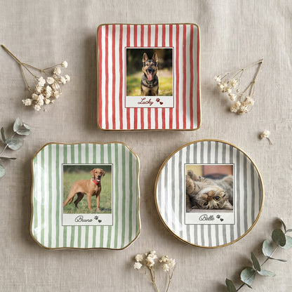 Custom Pet Jewelry Ring Dish, Dog Cat Portrait Ceramic Trinket Tray, Gift For Pet Owner