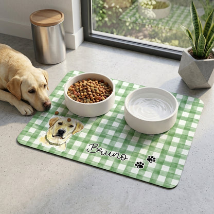 Custom Pet Feeding Place Mat Mat With Photo, Dog Bowl Mat Non-Slip, Personalized Pet Food Mat for Food Water Bowl Placemat