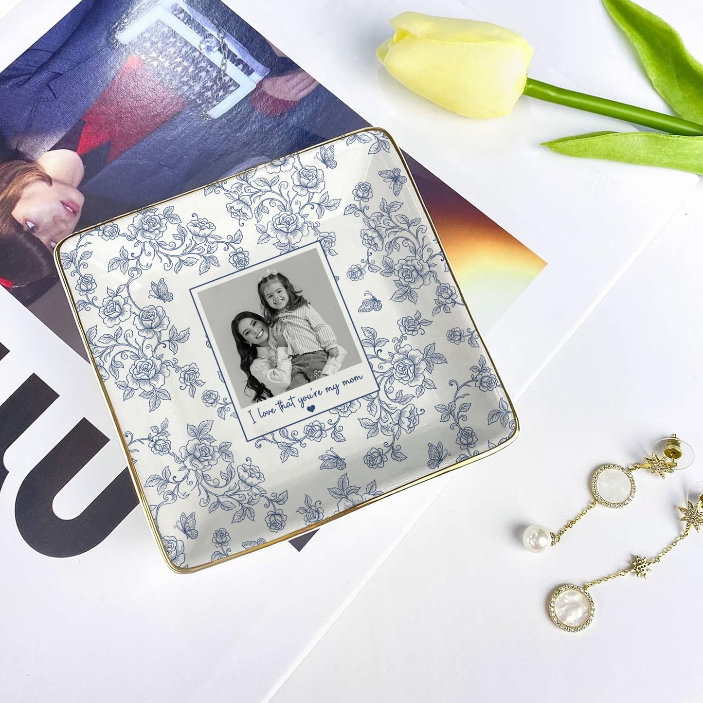 Personalised Photo Trinket Dish, Custom Jewelry Ring Dish, Ceramic Trinket Tray for Birthday, Anniversary (Copy)