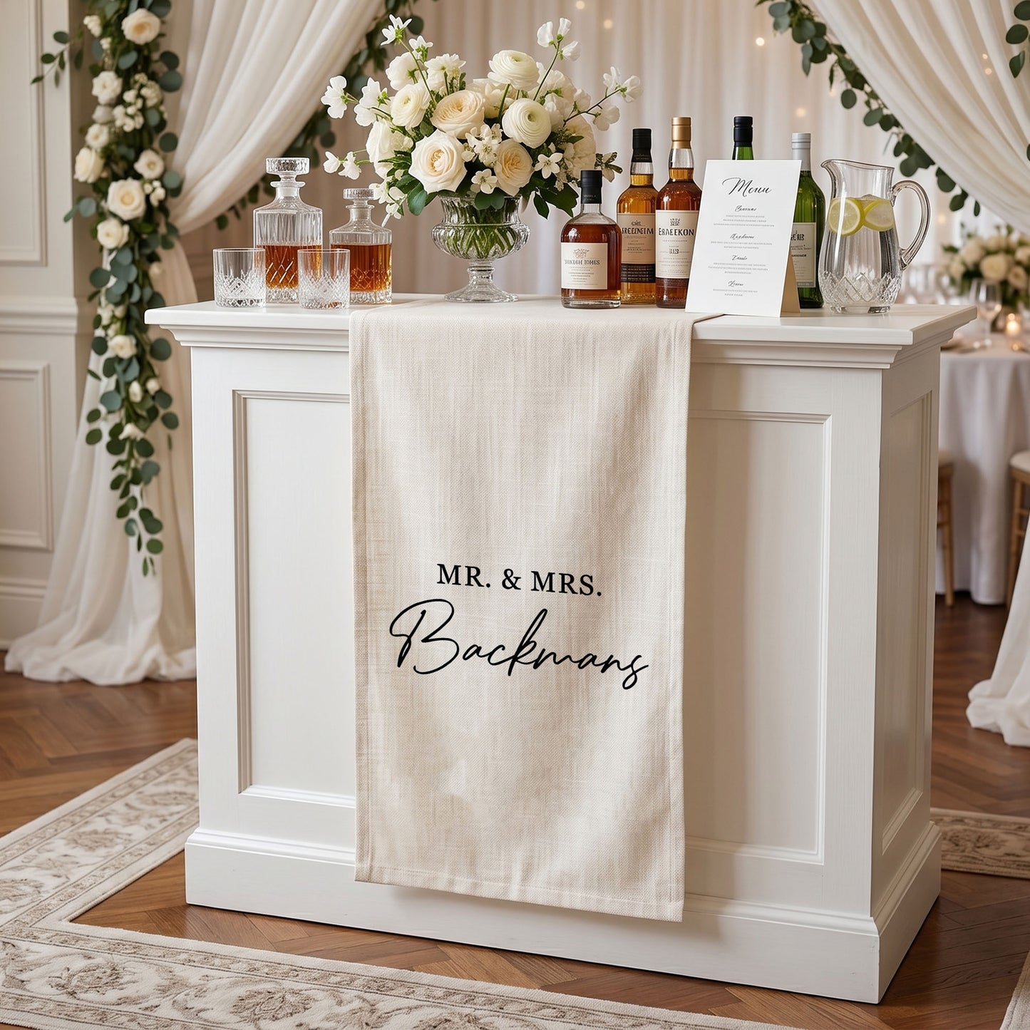 Fabric Bar Menu Sign, Signature Drink Wedding Sign, Personalized Cocktail Bar Sign
