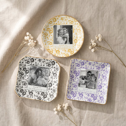 Personalised Photo Trinket Dish, Custom Jewelry Ring Dish, Ceramic Trinket Tray for Birthday, Anniversary