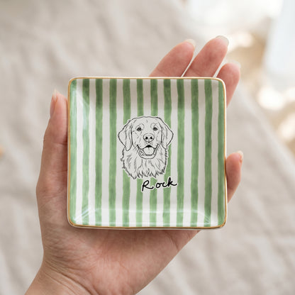 Custom Pet Portrait Jewelry Dish, Personalized Dog Cat Trinket Dish, Pet Lover Gift