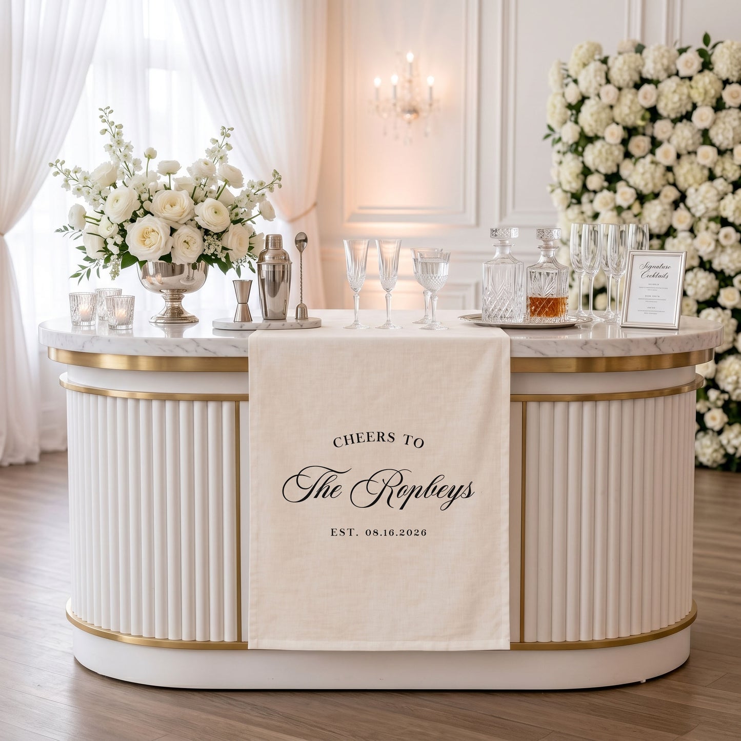 Personalized Fabric Bar Menu Sign, Signature Drink Wedding Sign, Linen Fabric Wedding Bar Banner