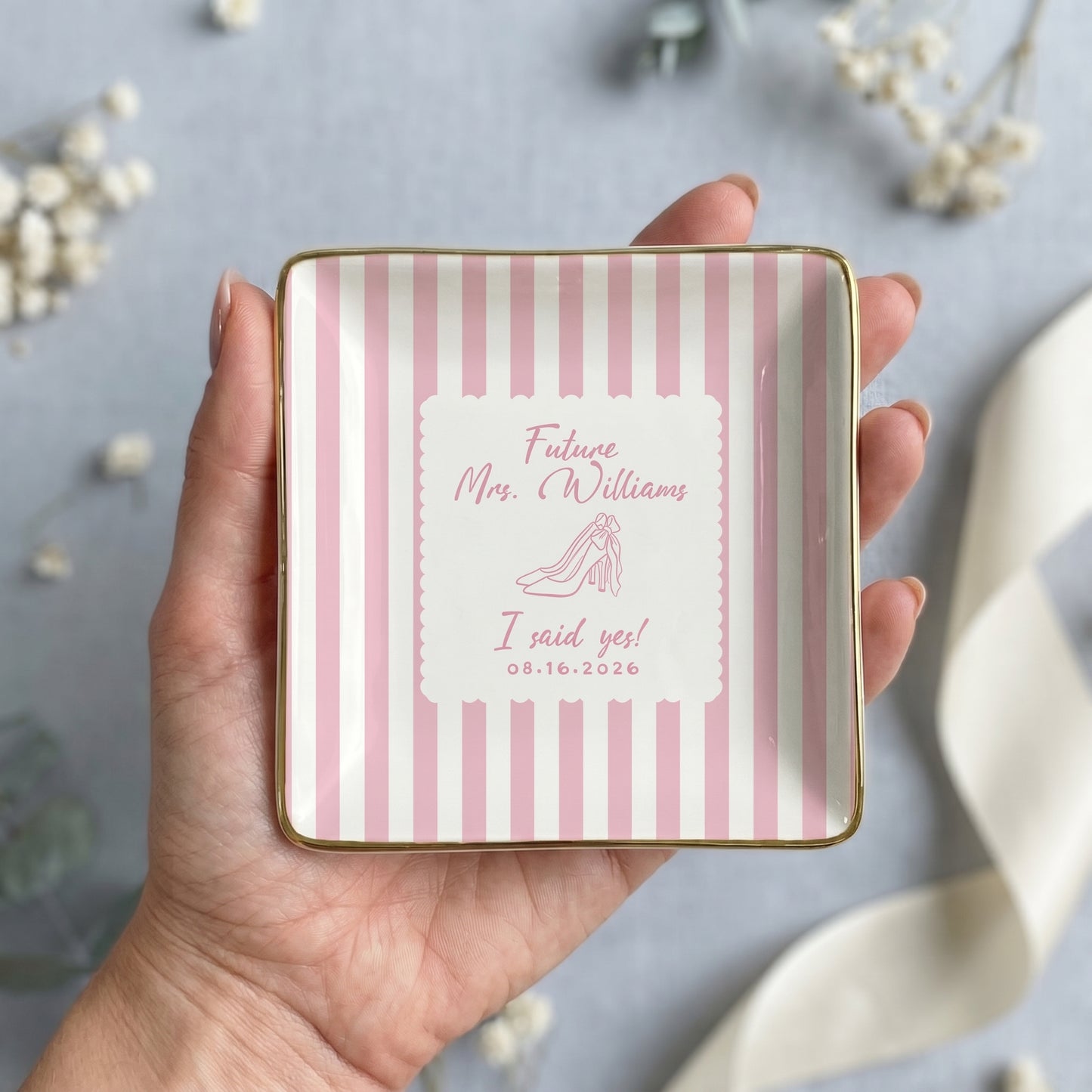 Personalized Wedding Ring Dish, Engagement Gift for Couple, Bridal Shower Gift