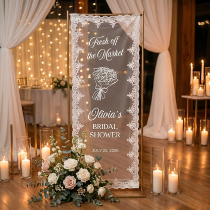 Custom Lace Wedding Welcome Sign, Bridal Shower Sign, Wedding Reception Decor