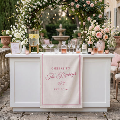 Personalized Linen bar or event bar Sign, Birthday, Anniversary, Bar Wedding Cotton , Elegant Wedding Cocktail Sign
