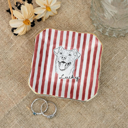 Custom Pet Portrait Jewelry Dish, Personalized Dog Cat Trinket Dish, Pet Lover Gift