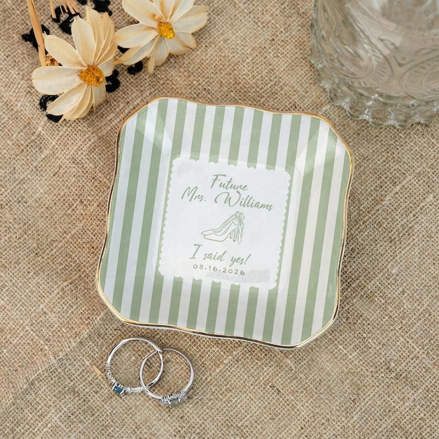 Personalized Wedding Ring Dish, Engagement Gift for Couple, Bridal Shower Gift