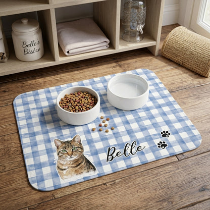 Custom Pet Feeding Place Mat Mat With Photo, Dog Bowl Mat Non-Slip, Personalized Pet Food Mat for Food Water Bowl Placemat