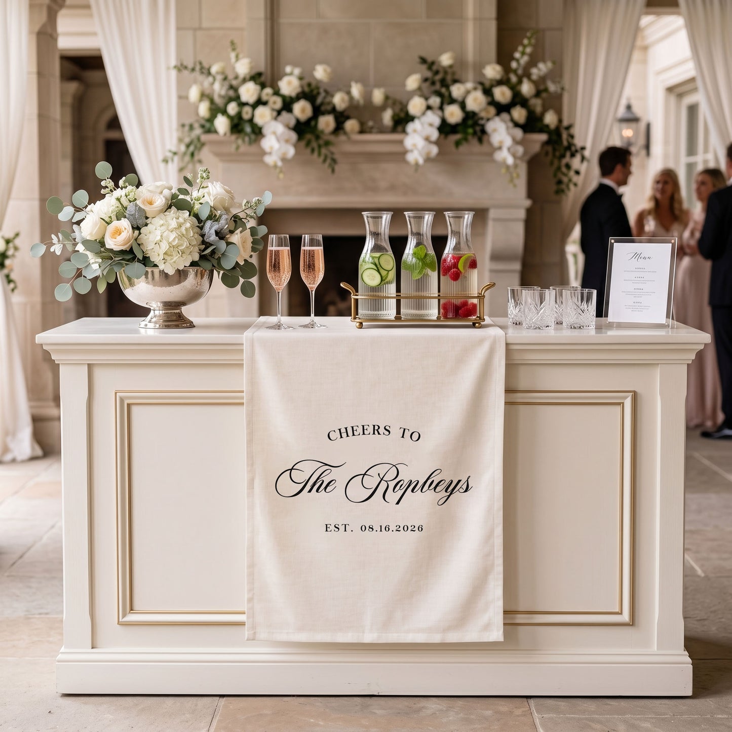 Personalized Fabric Bar Menu Sign, Signature Drink Wedding Sign, Linen Fabric Wedding Bar Banner