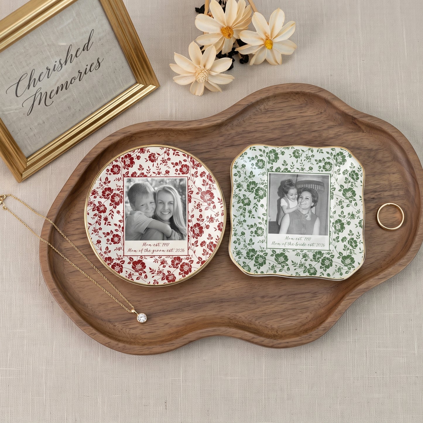 Personalised Photo Trinket Dish, Custom Jewelry Ring Dish, Ceramic Trinket Tray for Birthday, Anniversary
