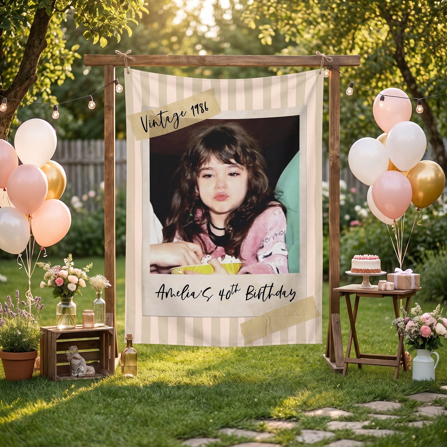 Vintage 30th Birthday Tapestry, Personalized Newspaper Post Photo Backdrop