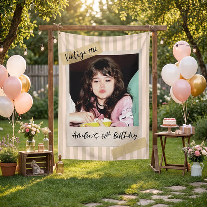 Vintage 30th Birthday Tapestry, Personalized Newspaper Post Photo Backdrop