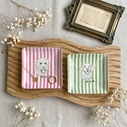 Custom Pet Portrait Jewelry Dish, Personalized Dog Cat Trinket Dish, Pet Lover Gift