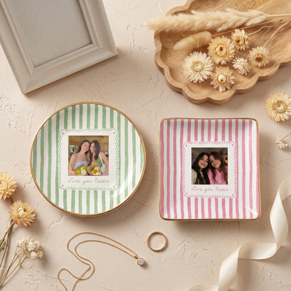 Personalised Bestie Photo Trinket Dish, Ceramic Trinket Tray for Best Friend, Jewelry Ring Dish